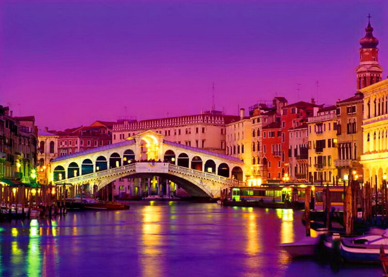 Rialto Bridge at Dusk — Purple