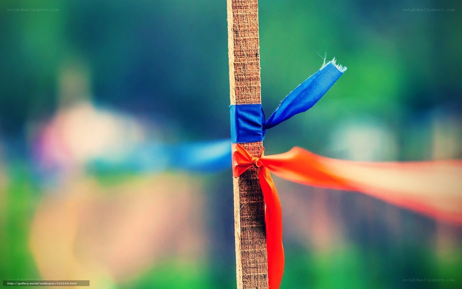 Ribbons on a wooden post