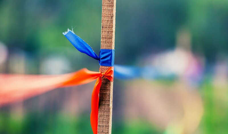 Ribbons on Wooden Pole