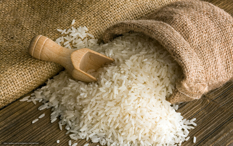 Rice in a burlap sack
