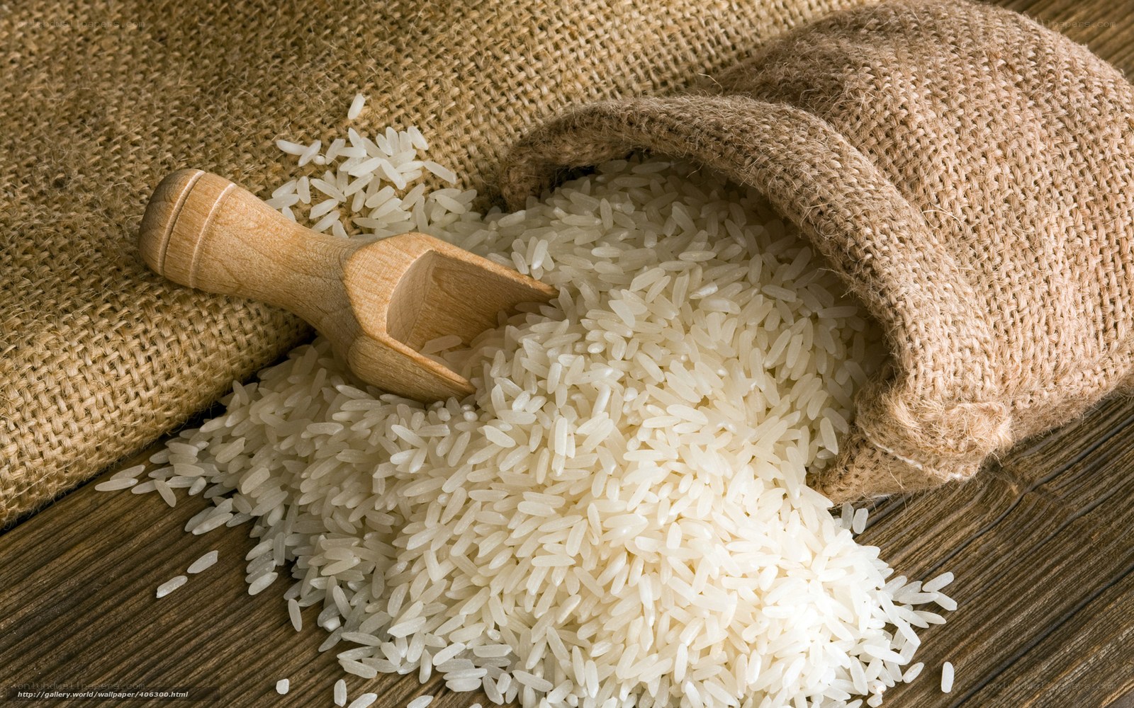 Rice in a burlap sack