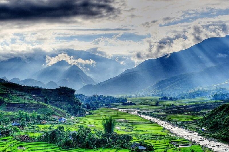 Rice Terraces in Valley — Green