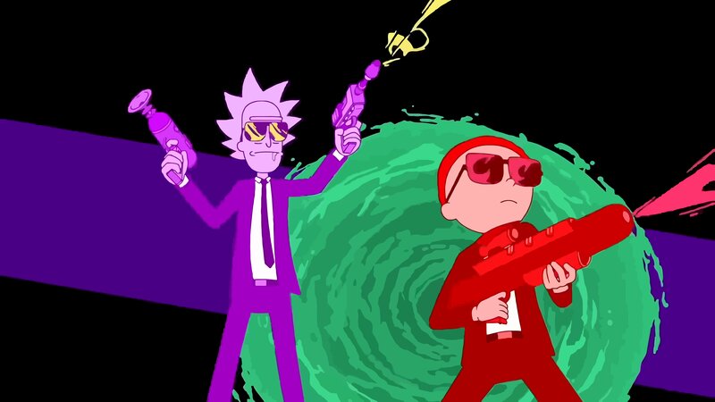 Rick and Morty Characters — Purple, Action-packed