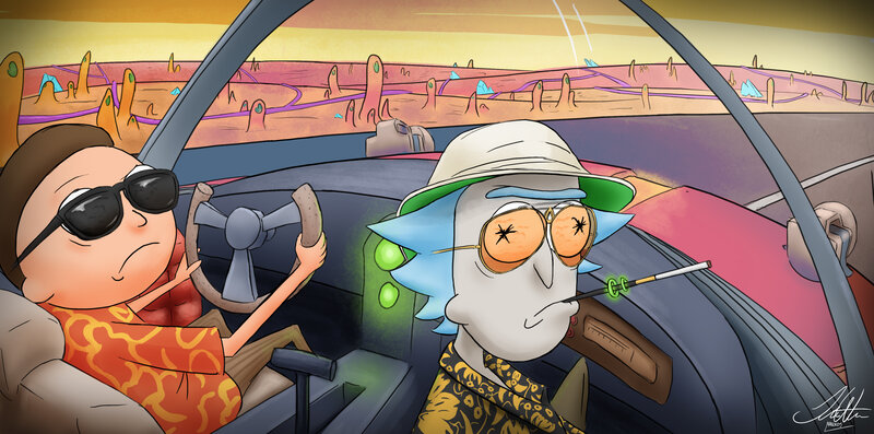 Rick and Morty in Car — Blue
