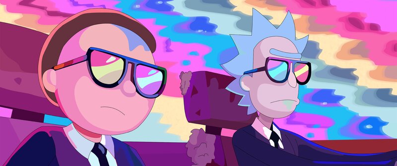 Rick and Morty in Car — Pink, Psychedelic