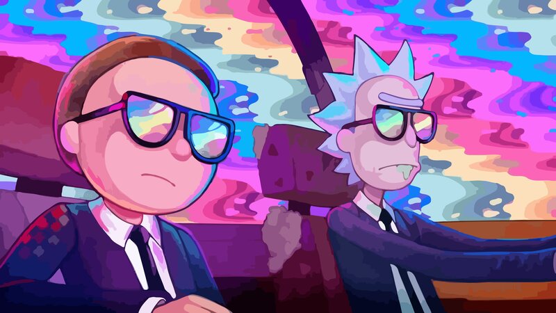 Rick and Morty in Car — Purple