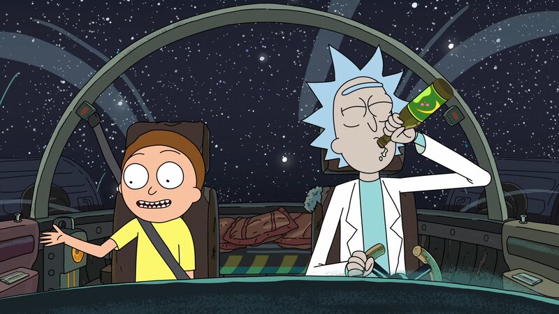Rick and Morty in Spaceship — Blue, Chaotic