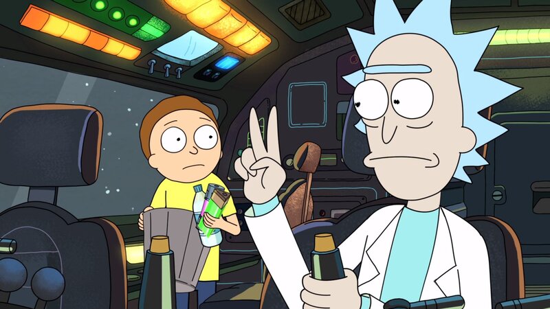 Rick and Morty in Spaceship — Blue, Tense, Night