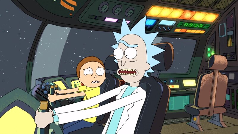 Rick and Morty in Spaceship — Blue, Tense