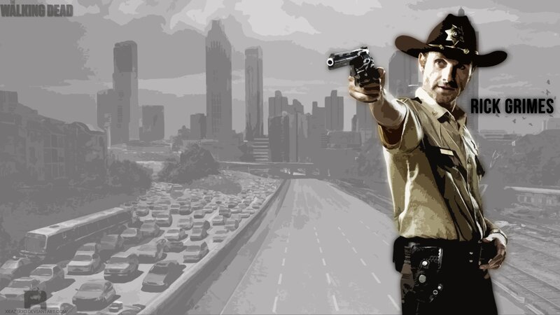 Rick Grimes Holding Gun — Gray