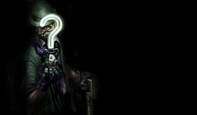 Riddler Holding Glowing Question Mark