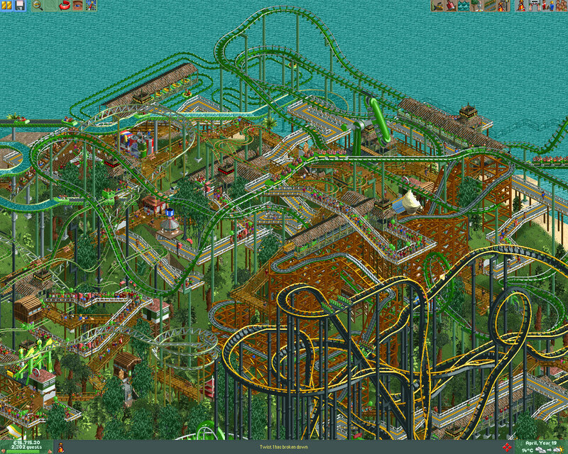 Ride park with roller coasters