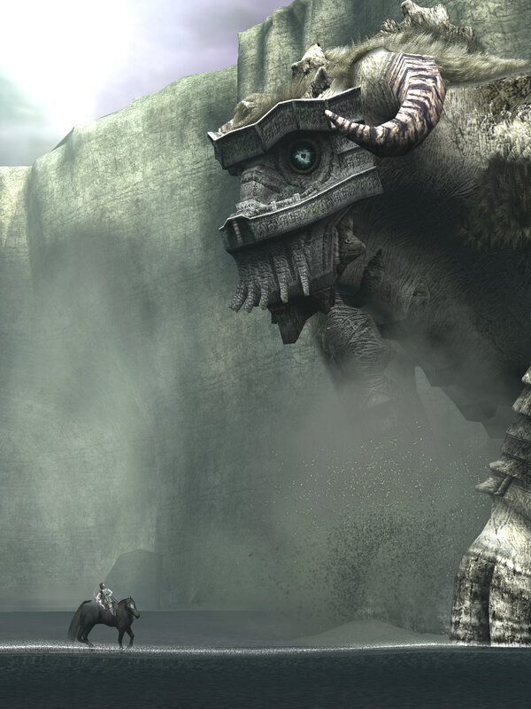 Rider facing a colossal beast