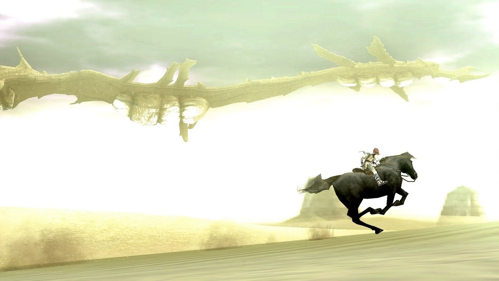 Rider fleeing a giant dragon