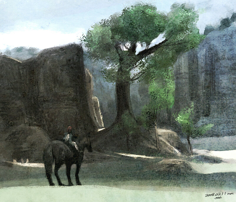 Rider in a rocky landscape