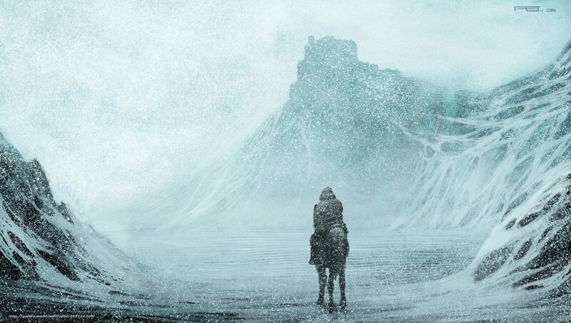 Rider in a snowy storm
