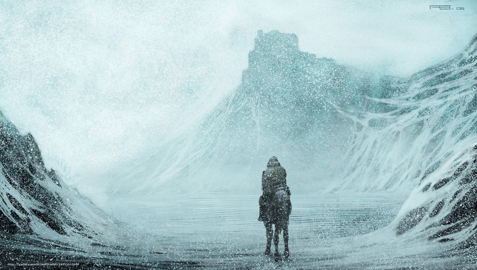 Rider in a snowy storm