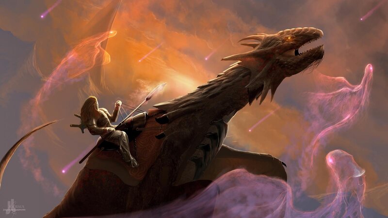 Rider on a Dragon — Orange, Dramatic