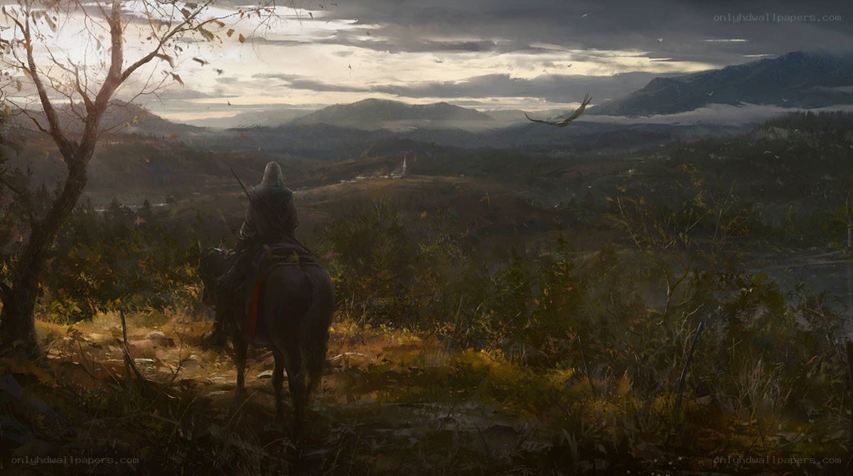Rider on a hill overlooking mountains