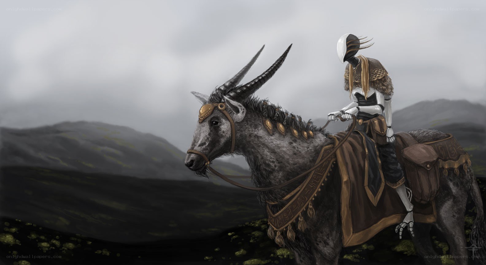 rider on a horned steed
