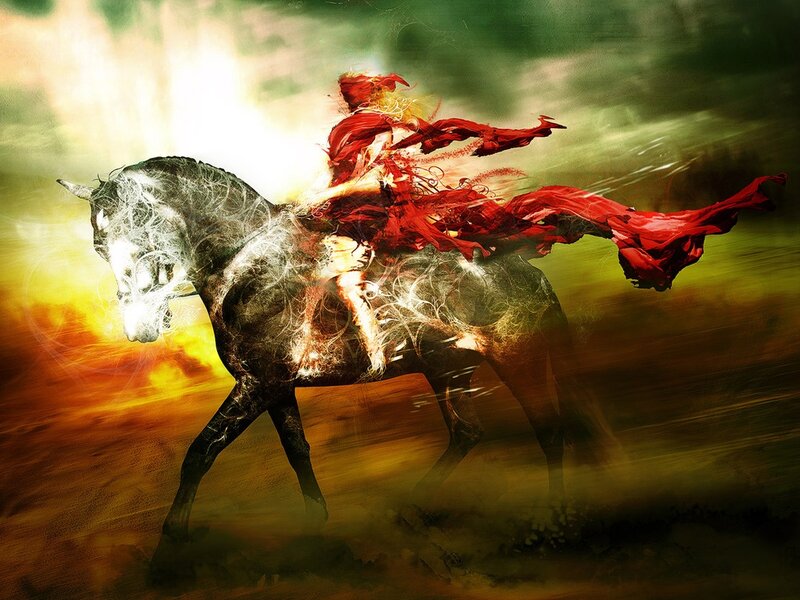 Rider on a Horse — Red