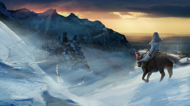 Rider on a snowy mountain