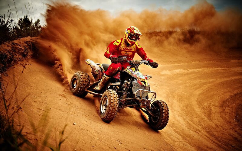 Rider on ATV — Brown