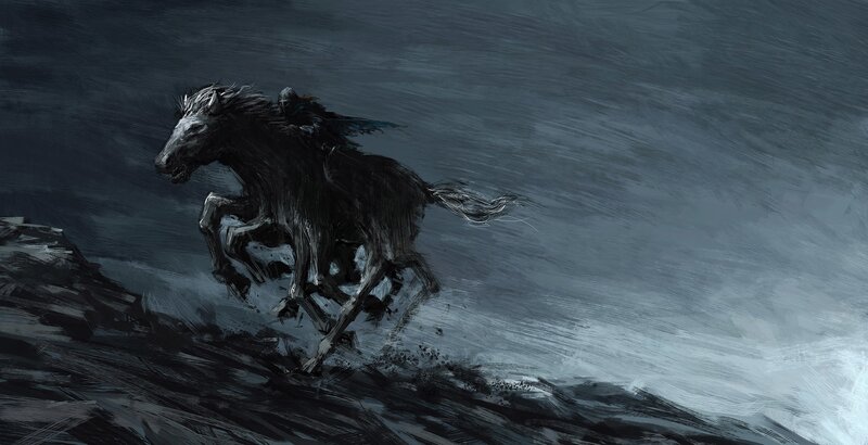 Rider on Black Horse — Dramatic
