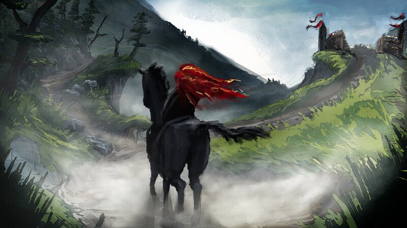 Rider on Black Horse — Green