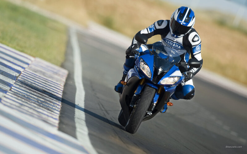 Rider on Blue Motorcycle — Dynamic, Afternoon, Photograph, Helmet, Track, Black