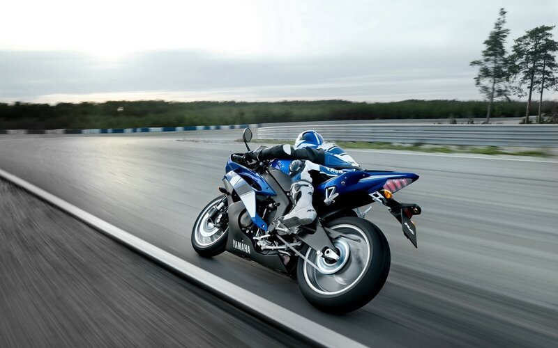 Rider on Blue Motorcycle — Dynamic, Afternoon, Photograph, Racer, Track