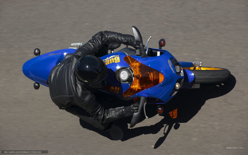 Rider on Blue Motorcycle — Dynamic, Afternoon, Photograph