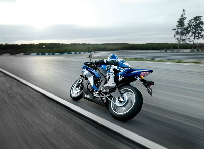Rider on Blue Motorcycle — Dynamic