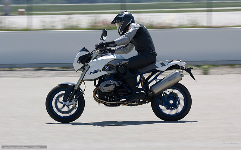 rider on bmw hp2 motorcycle