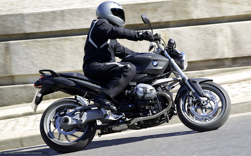 Rider on BMW R1200R motorcycle