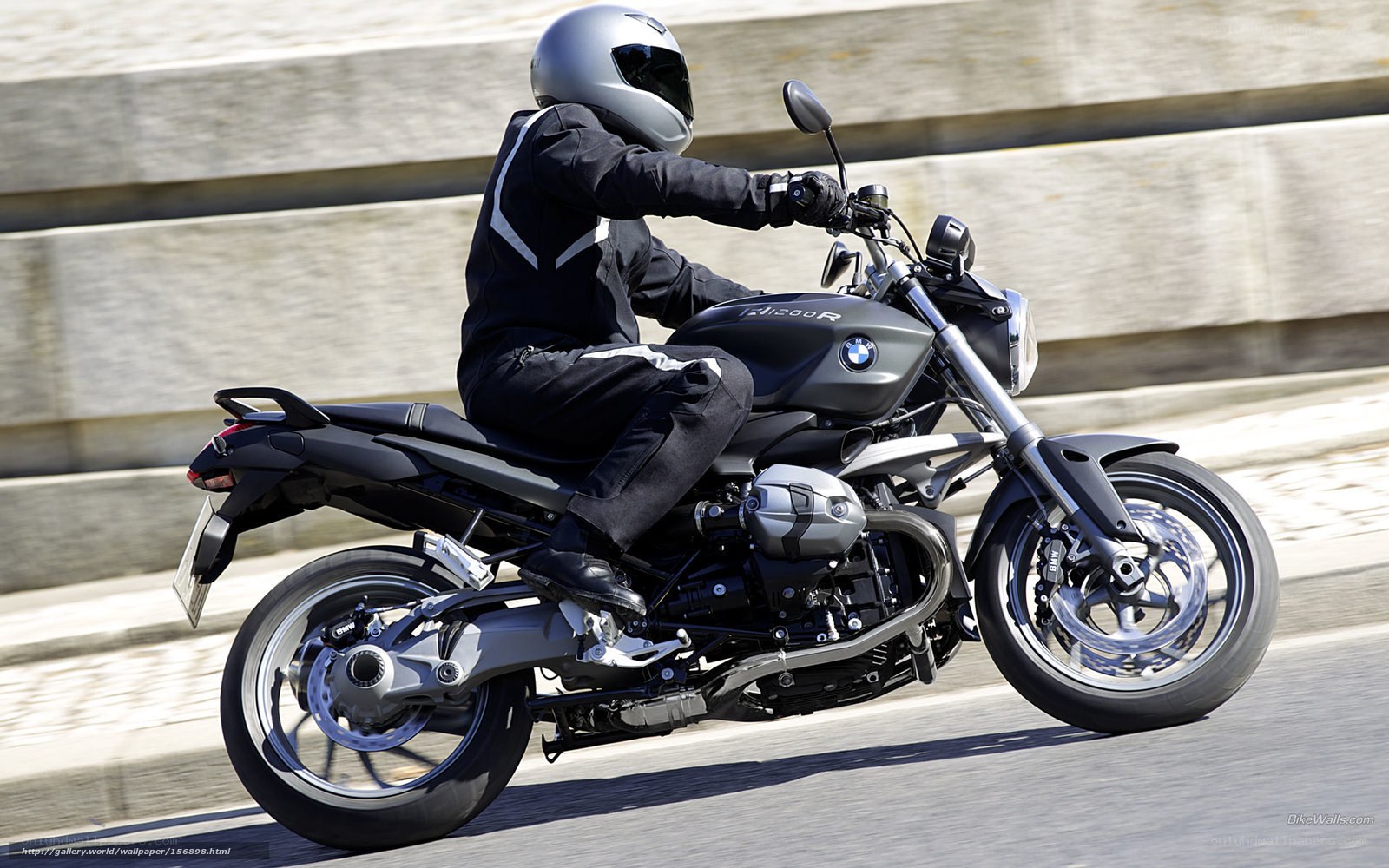 Rider on BMW R1200R motorcycle