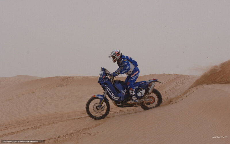 Rider on Desert Bike — Blue, Dynamic, Photograph
