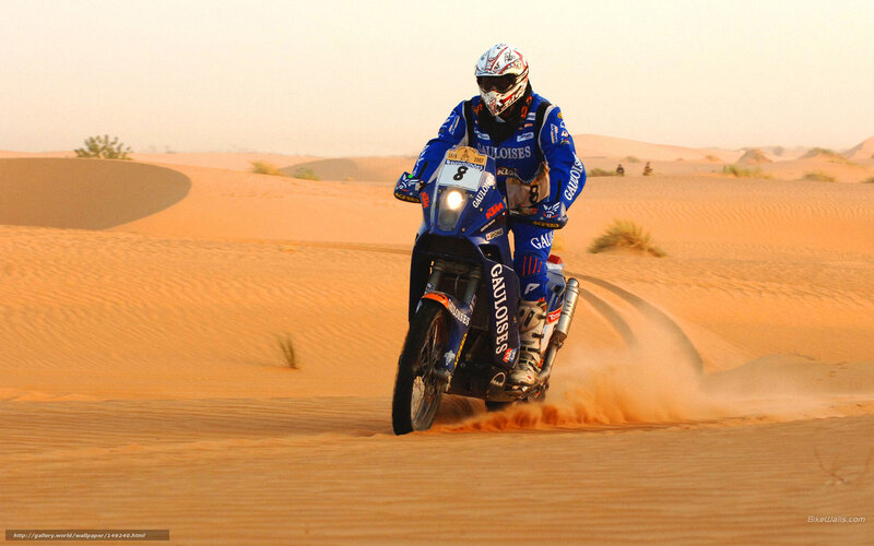 Rider on Desert Motorcycle