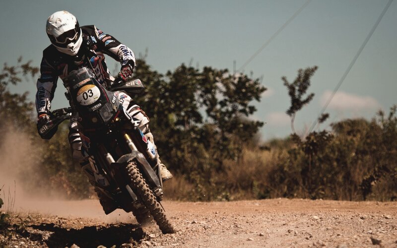 Rider on Dirt Bike — Brown, Dynamic