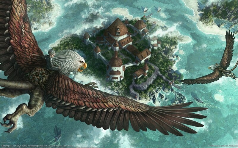 Rider on Giant Eagle — Brown, Dramatic