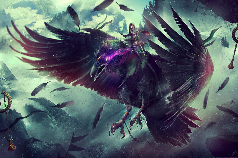 Rider on Giant Raven — Black