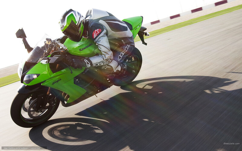 Rider on Green Motorcycle — Dynamic, Afternoon