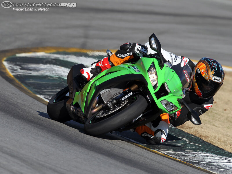 Rider on Green Motorcycle — Dynamic