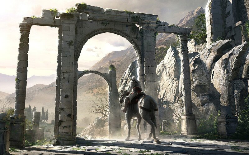 Rider on Horse at Ruins