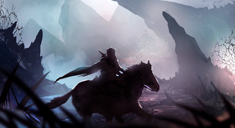 Rider on Horse in Cave