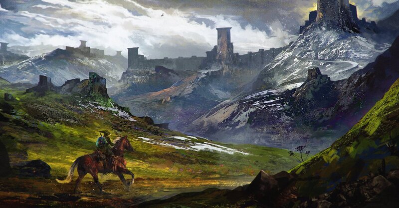 Rider on Horse in Valley — Green