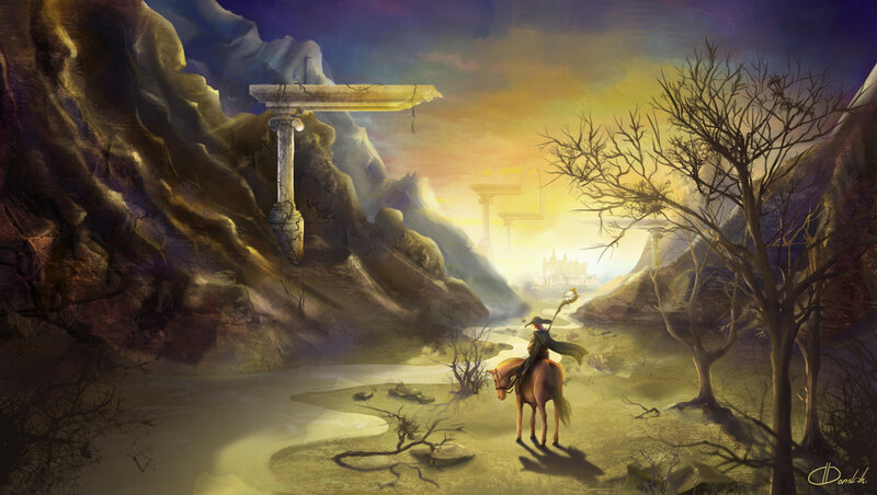 Rider on Horse in Wasteland