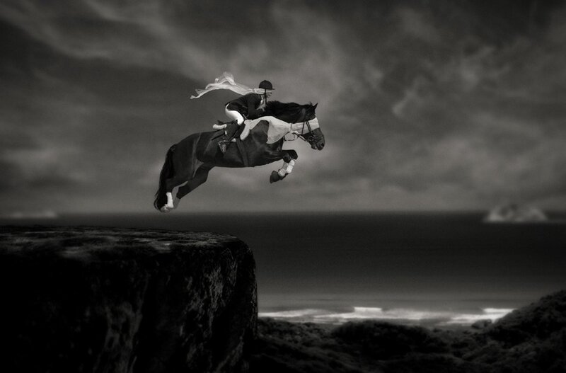 Rider on Horse Jumping — Black
