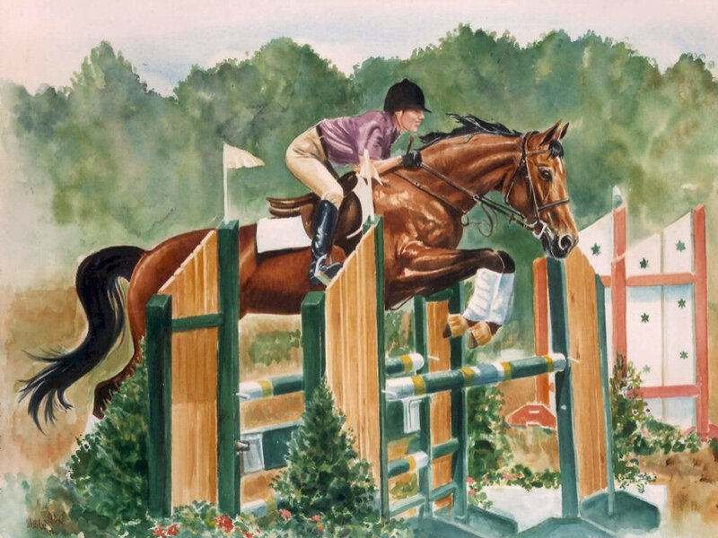Rider on Horse Jumping