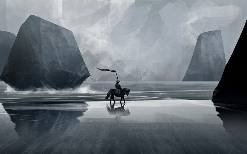 Rider on Horse with Banner